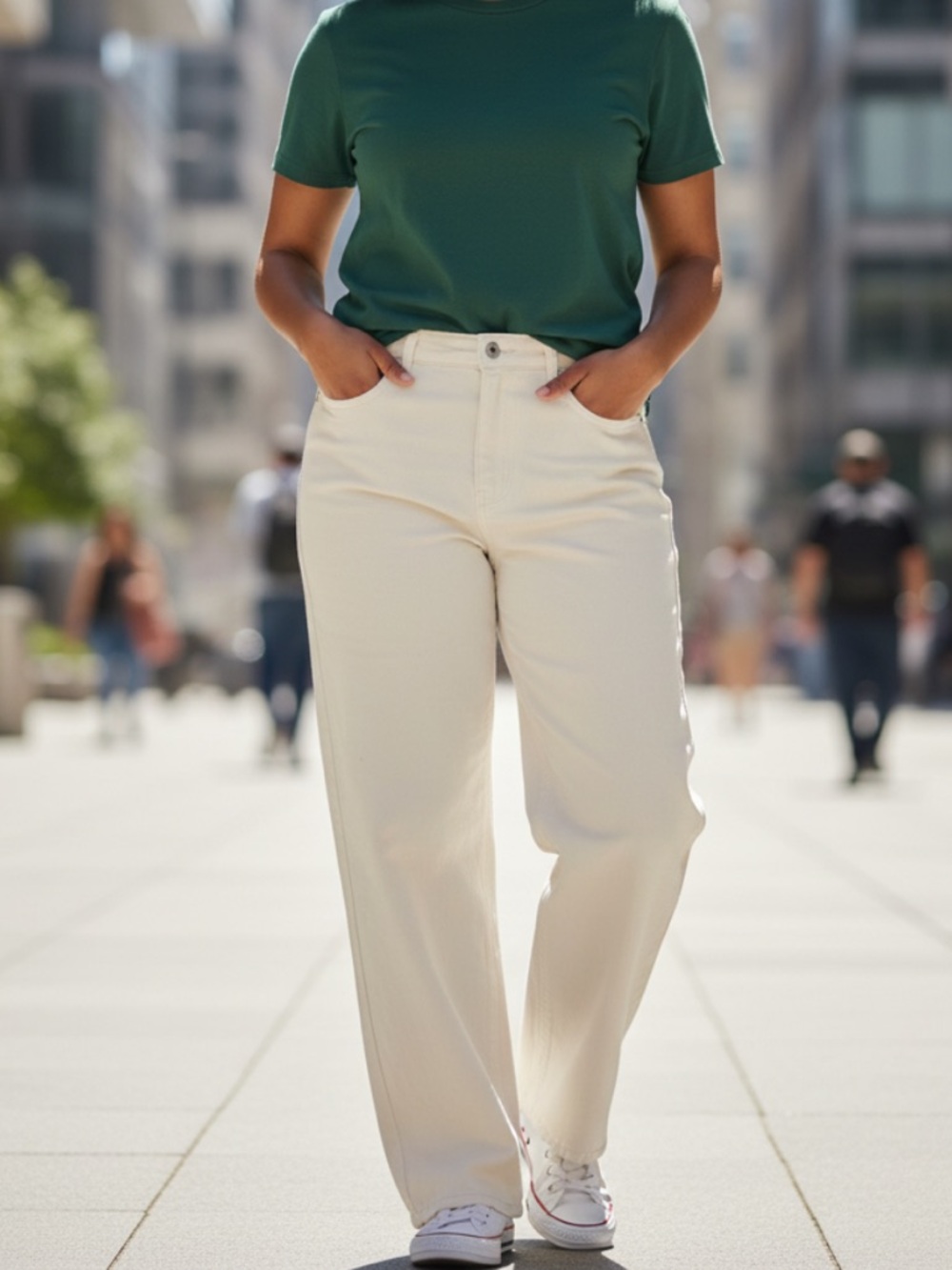 Shein Wide Leg Cream Colored Jeans
